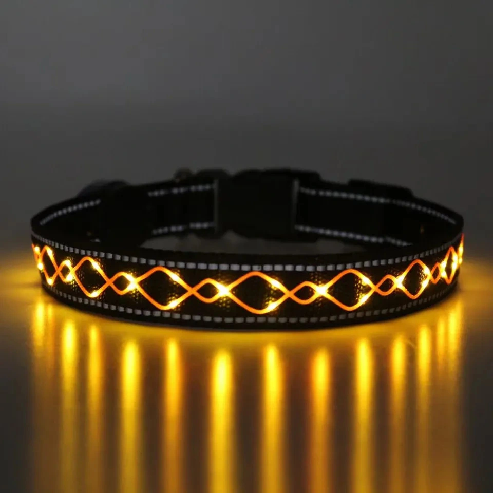 Custom Embroidered LED Pet Collars Adjustable LED Dog Collar