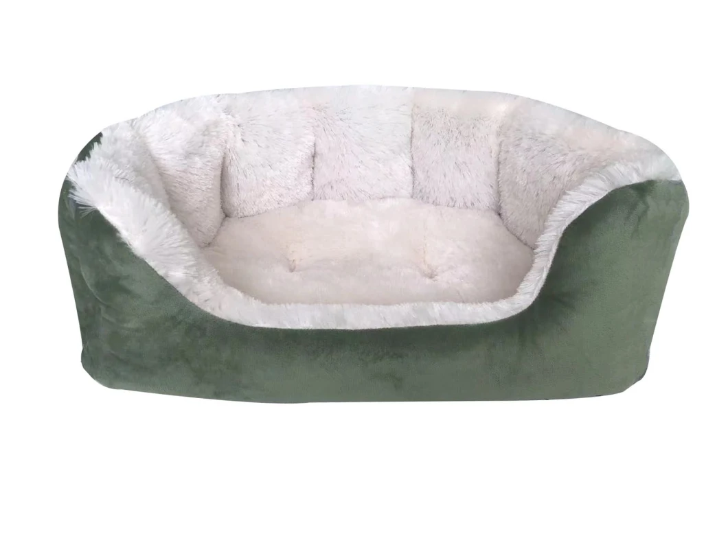 Green Soft Fleece Offwhite Needle Fur Pet Bed