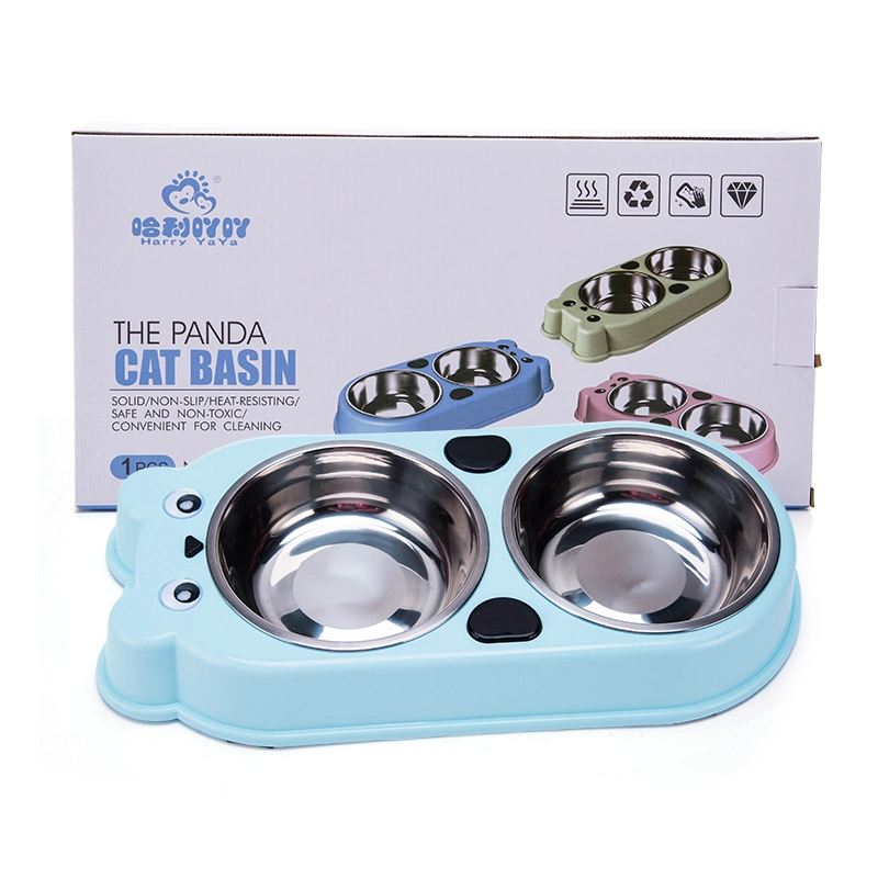 Tc3031 Anti-Slip Design Bear Shape Fashionable Pet Food Water Feeding Dog Double Bowls