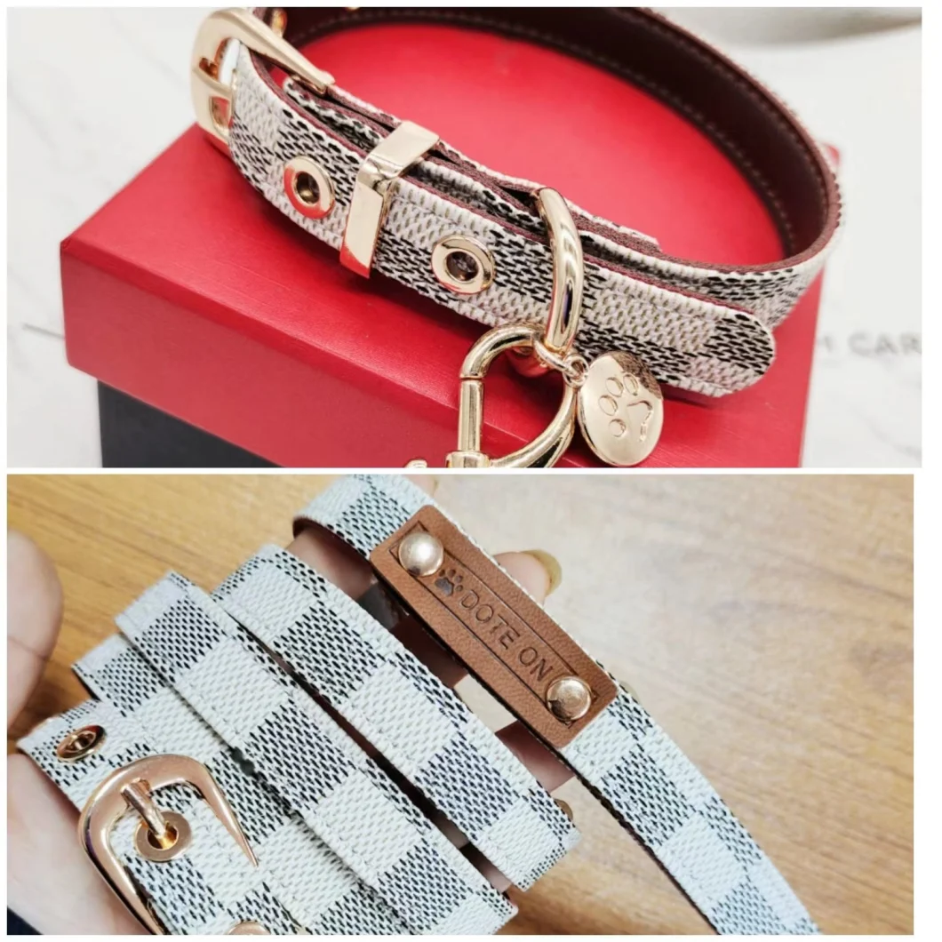 Trendy Classic Pet Leather Leads Dog Brand Harness Pet Collars