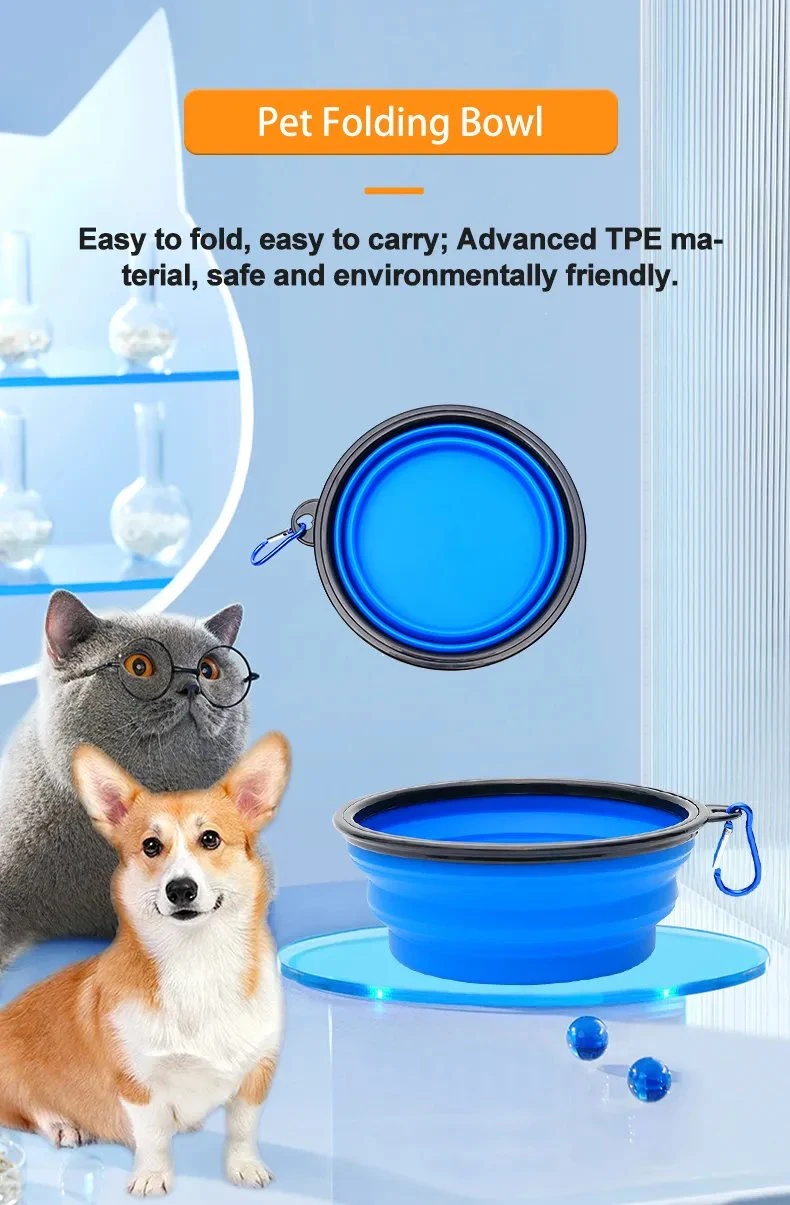 Pet Products Easy to Carry Cat Dog Feeding Bowl Pet Feeder Collapsible Food Grade Silicone Travel Pet Food Bowl